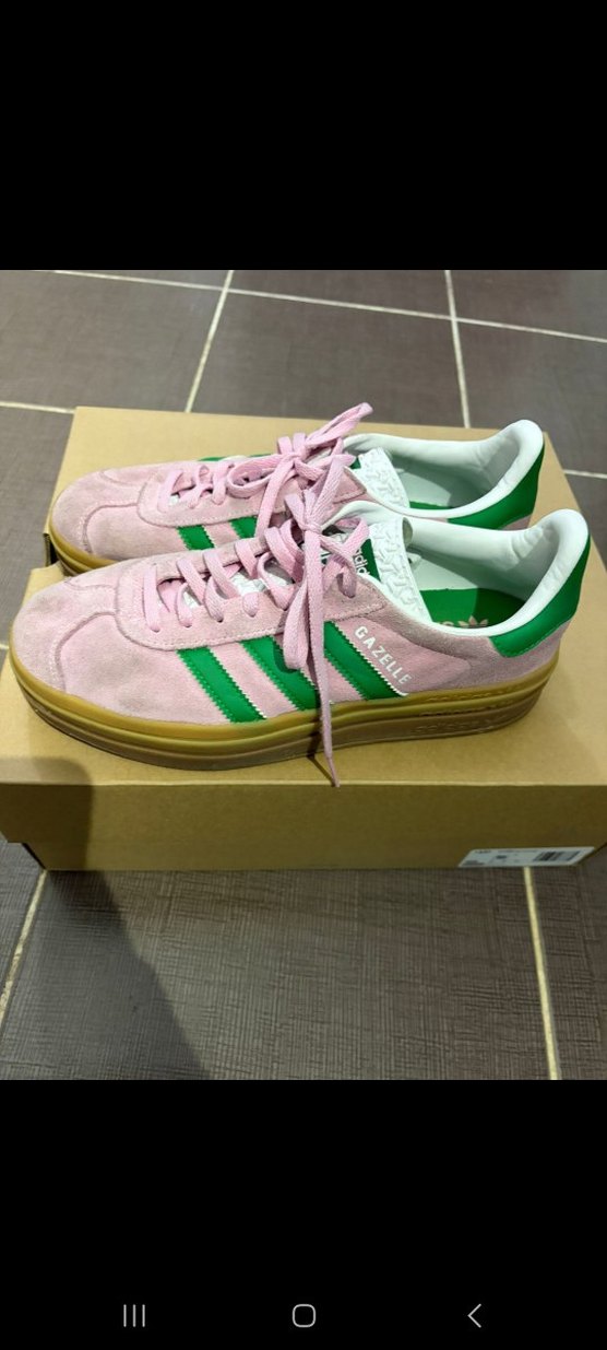 Pembe Yeşil orjinal Adidas Gazelle Platform Spor ayakkabı - Görsel 4
