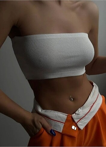 ADDAX SEAMLESS FİTİLLİ STRAPLEZ CROP