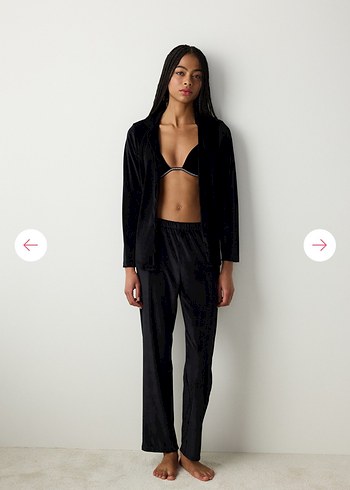 Penti Penti velvet kadife Uzun Kollu Midi Pijama Takımı