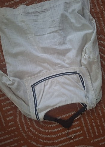 Düğmeli Beyaz Keten gömlek - Görsel 2