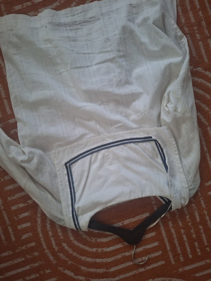 Düğmeli Beyaz Keten gömlek - Görsel 2