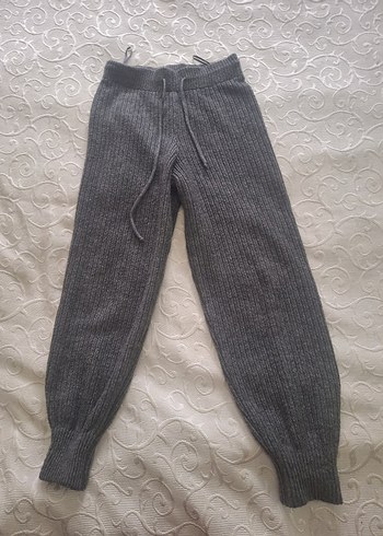 Gri Örgü Kadın Triko Pantolon - Görsel 2