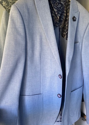 Erkek Açık Mavi Düğmeli Ofis Ceket - Görsel 5