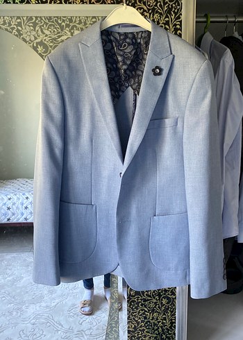 Erkek Açık Mavi Düğmeli Ofis Ceket - Görsel 2