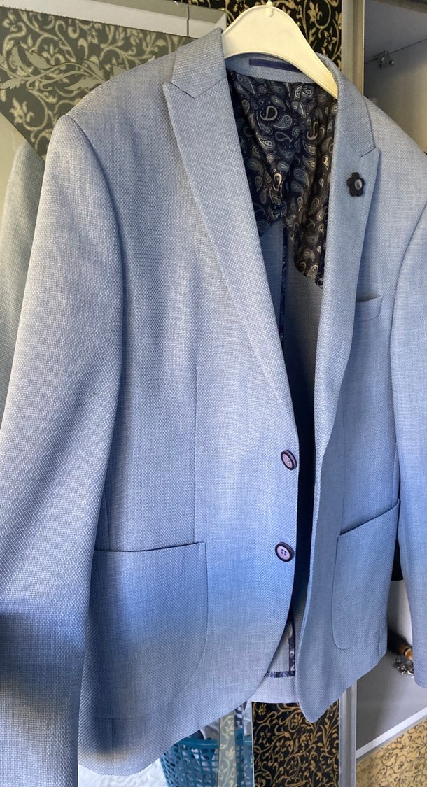 Erkek Açık Mavi Düğmeli Ofis Ceket - Görsel 5