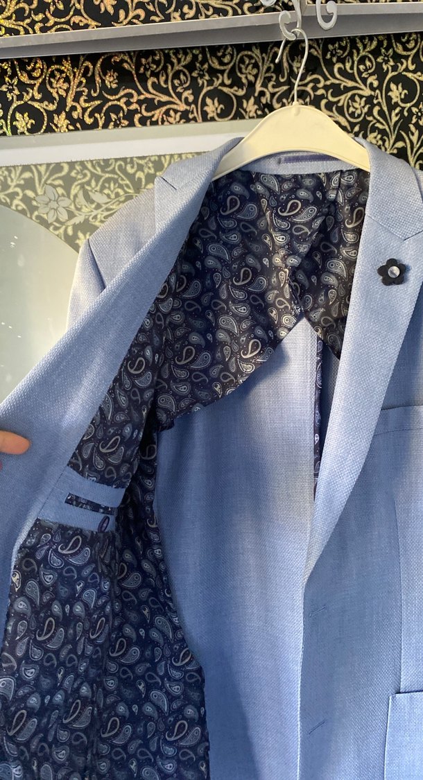 Erkek Açık Mavi Düğmeli Ofis Ceket - Görsel 4