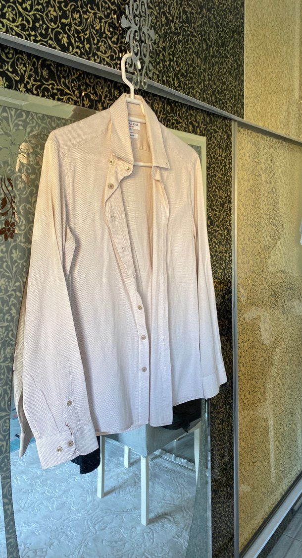 Bej Düğmeli Erkek Keten Gömlek - Görsel 2