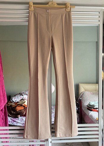 Bej Kadın Midi Kumaş Pantolon - Görsel 2