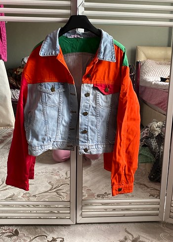 Renkli Düğmeli Kadın Kot Ceket - Görsel 2