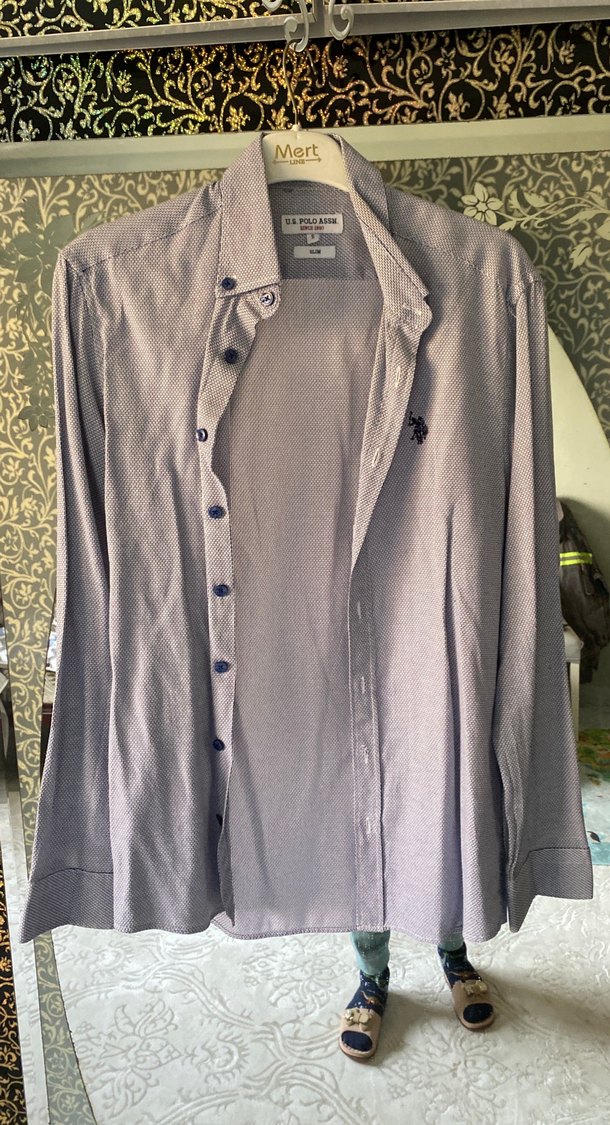 Gri Uzun Kollu Rahat Kesim Erkek Gömlek - Görsel 2