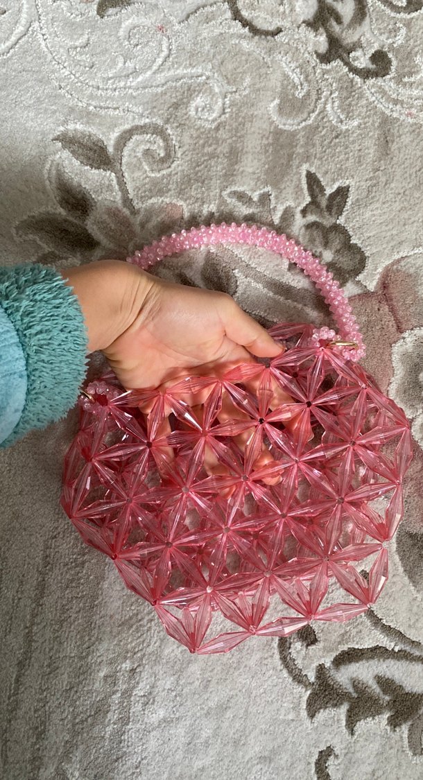 Pembe Boncuklu Bohem Kadın Çanta - Görsel 3