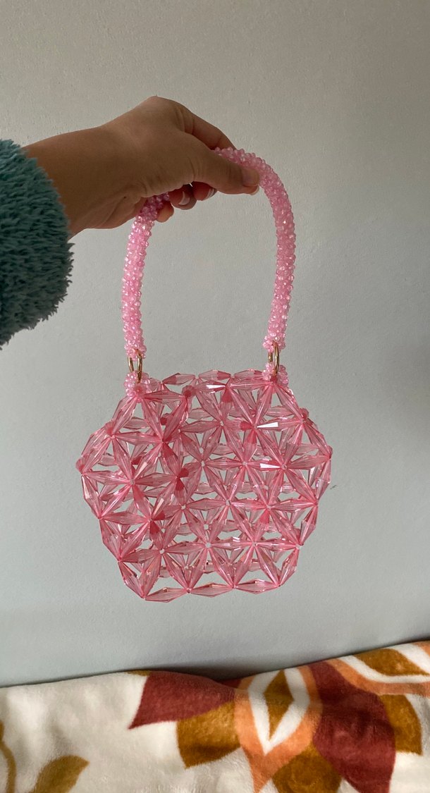 Pembe Boncuklu Bohem Kadın Çanta - Görsel 2