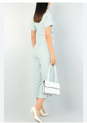 Su Yeşili Pötikareli Midi Tulum - Görsel 2