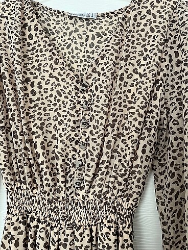 Şifon leopar elbise - Görsel 4