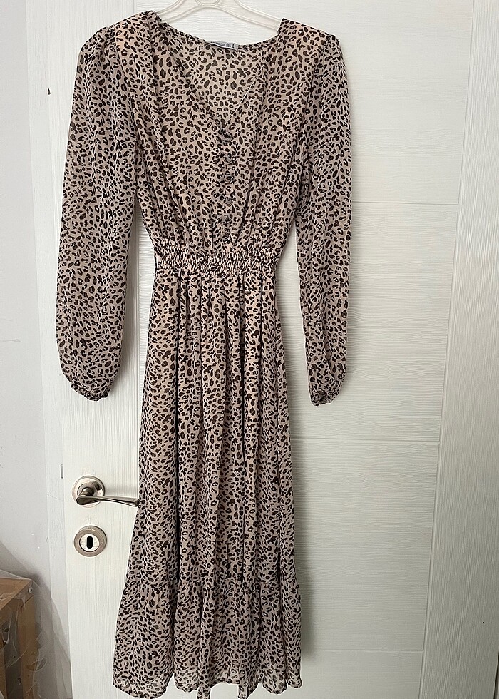 Şifon leopar elbise - Görsel 2