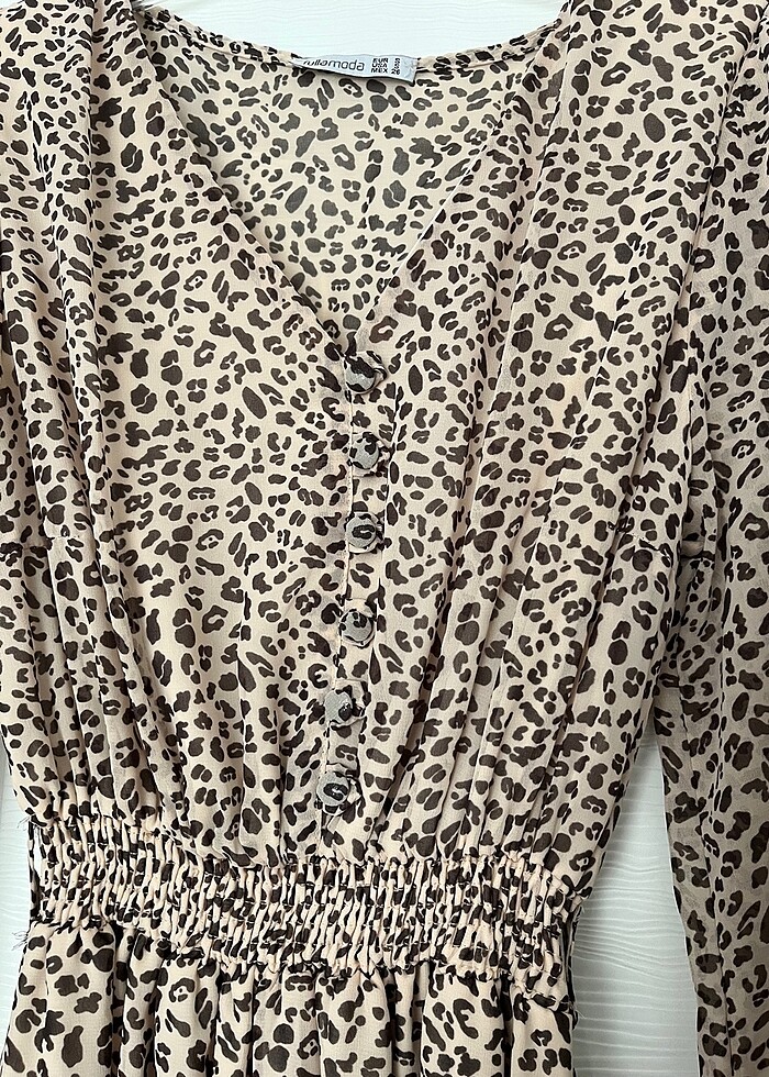 Şifon leopar elbise - Görsel 4