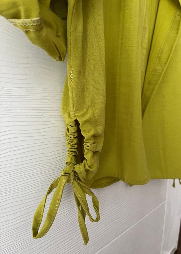 Yağ yeşili gömlek kısakol - Görsel 2