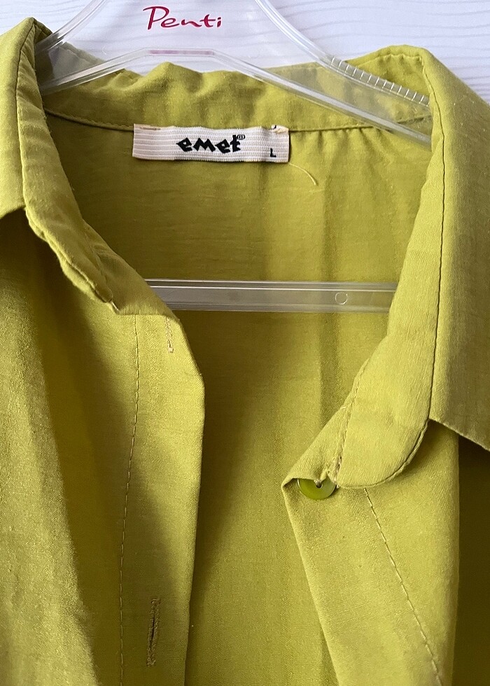 Yağ yeşili gömlek kısakol - Görsel 3