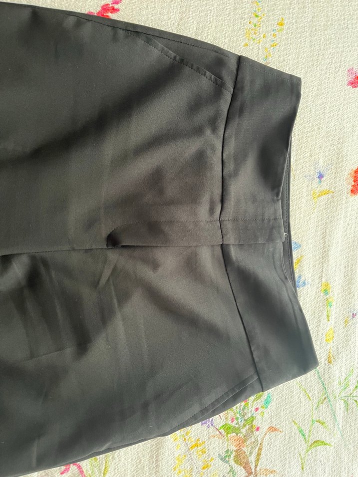 Fermuarlı Siyah Kadın Kumaş Pantolon ispanyol paça - Görsel 3