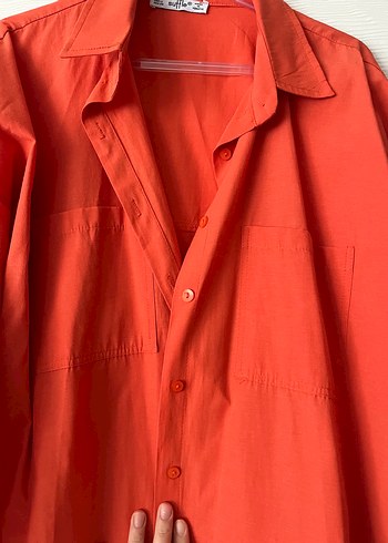 Turuncu kadın gömlek - Görsel 3