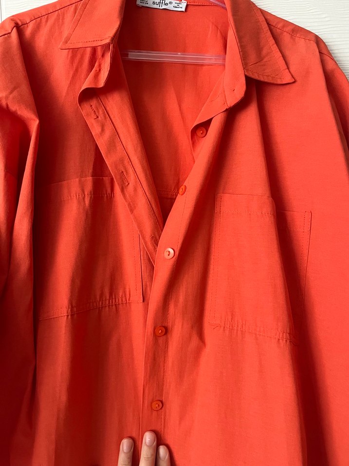 Turuncu kadın gömlek - Görsel 3