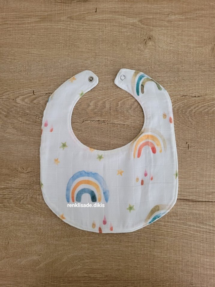 Gökkuşağı sıvı geçirmez bebek önlüğü - Görsel 2
