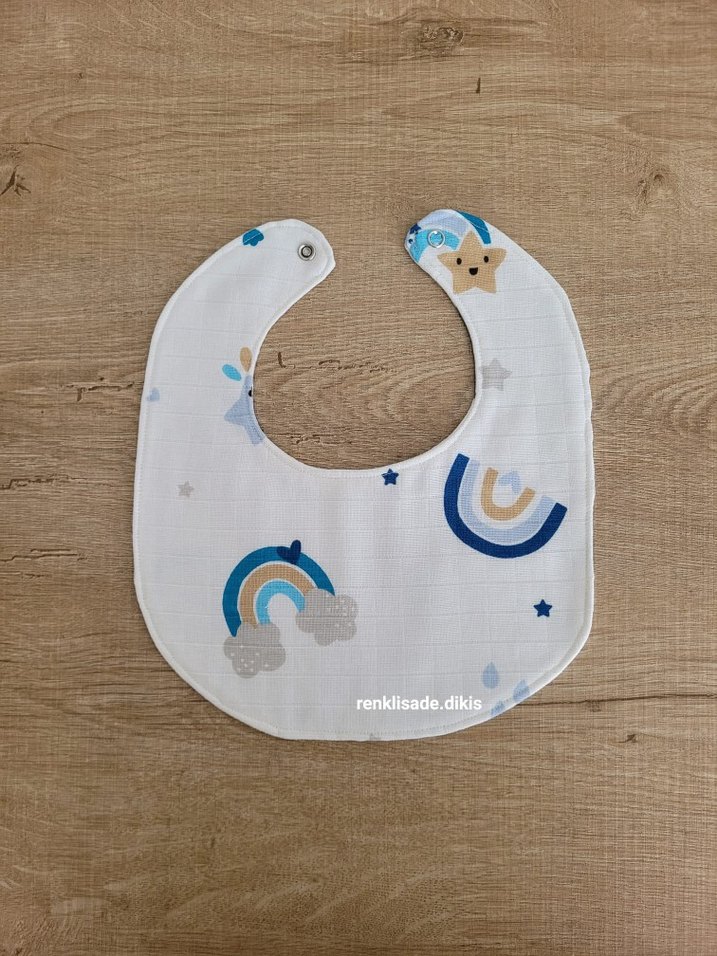 Mavi Gökkuşağı sıvı geçirmez bebek önlüğü - Görsel 2