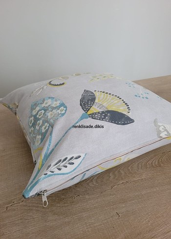 Gri Çiçekli Modern Kırlent Kılıfı - Görsel 7