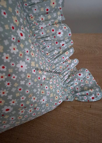 2 adet yarım fırfırlı mint yeşili yastık kılıfı - Görsel 3