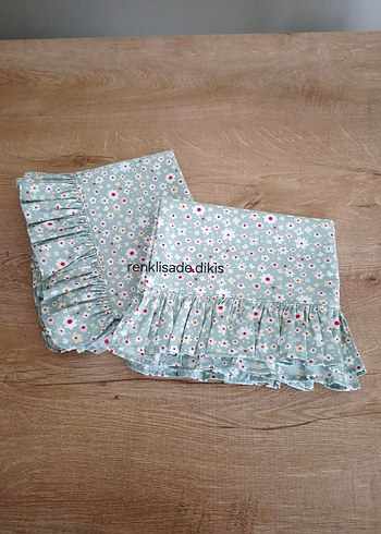 2 adet yarım fırfırlı mint yeşili yastık kılıfı - Görsel 5