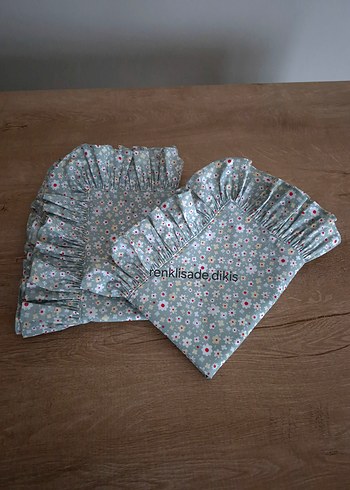 2 adet fırfırlı mint yeşili çiçekli yastık kılıfı - Görsel 6