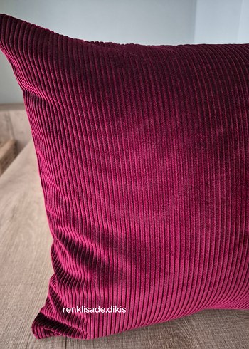 Bordo fitilli Kadife Kırlent Kılıfı - Görsel 2