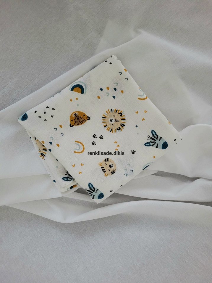 hayvan desenli müslin örtü - Görsel 3