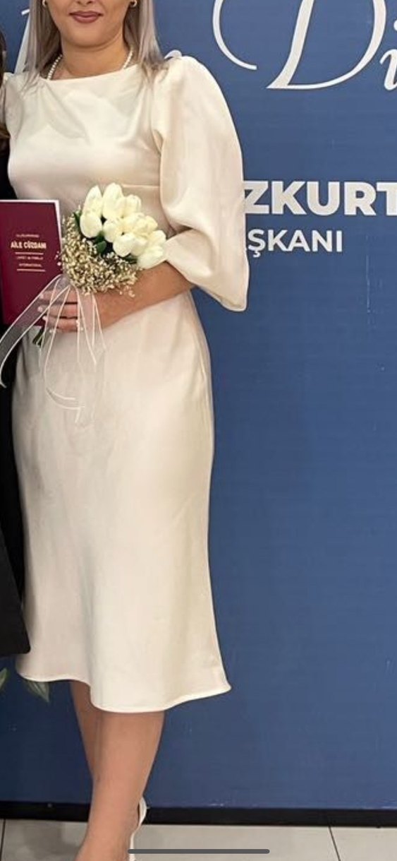 Beyaz Uzun Bohem Nişan Elbisesi - Görsel 2