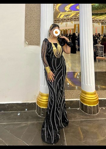 Uzun Siyah Gotik Drapeli Kadın Abiye Elbise - Görsel 4