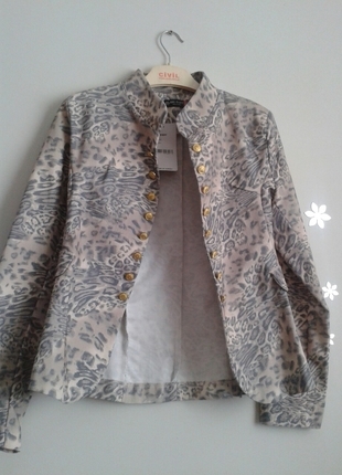 leopar desenli mini ceket