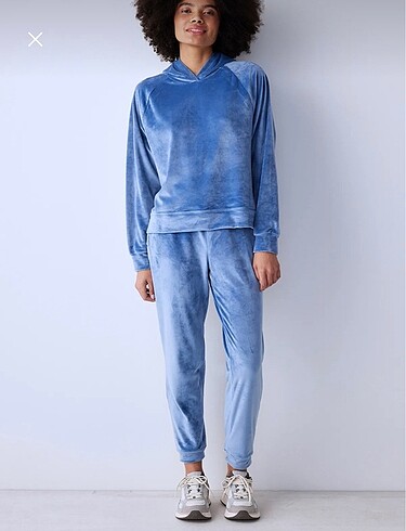 m Beden Penti Soft Velvet Koyu Mavi Hoodie
