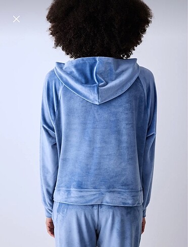m Beden mavi Renk Penti Soft Velvet Koyu Mavi Hoodie