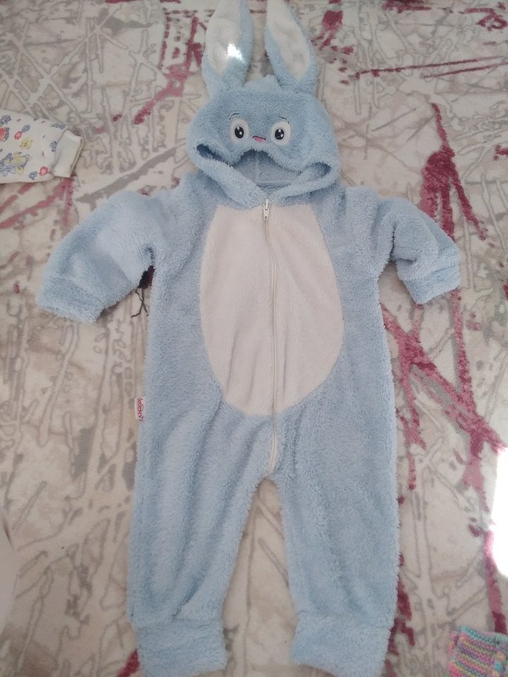 Mavi Peluş Erkek Bebek Tulumu - Görsel 3