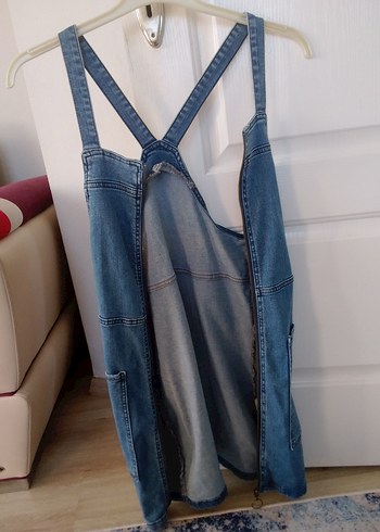 Kadın Mavi Kot Midi Tulum - Görsel 3