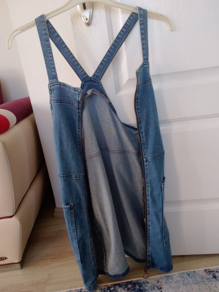 Kadın Mavi Kot Midi Tulum - Görsel 2