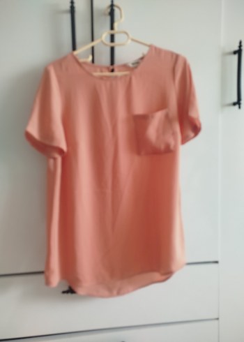 Pembe Kısa Kollu Salaş Kadın Bluz