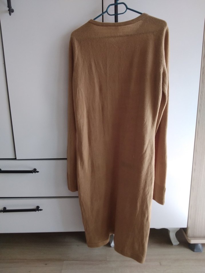 Bej Süet Uzun Kollu Uzun Elbise - Görsel 5