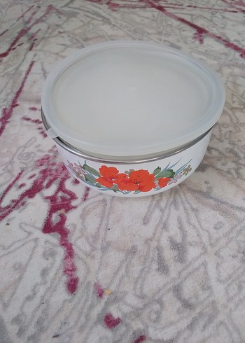 Çiçek Desenli emaye Saklama Kabı Seti - Görsel 2