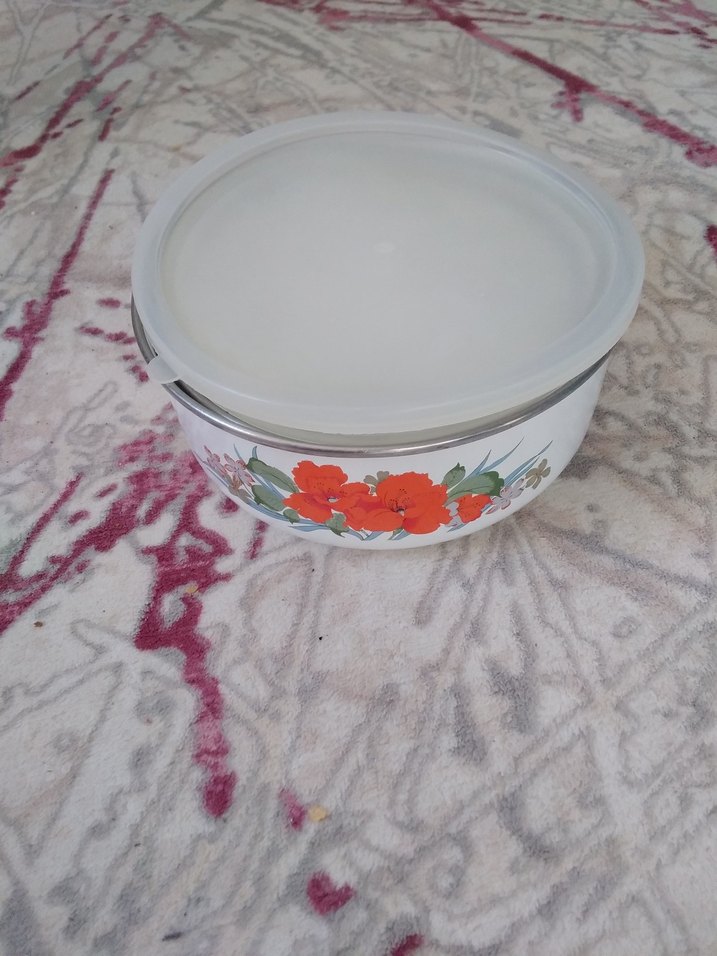 Çiçek Desenli emaye Saklama Kabı Seti - Görsel 2