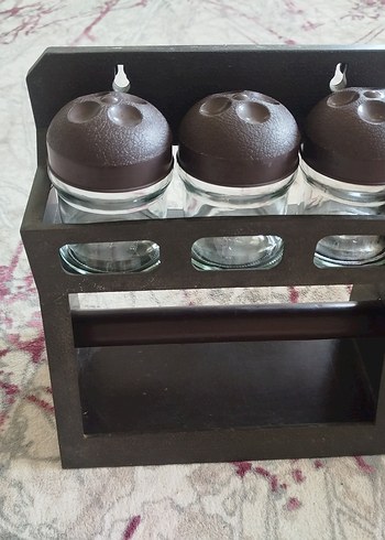 Beden Kahverengi Kapaklı Baharatlık Seti