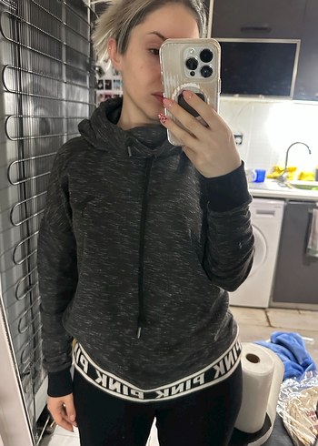 Gri Kapüşonlu Kadın Sweatshirt - Görsel 3