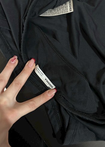 Siyah Yüksek Yakalı Uzun Kollu Kadın crop - Görsel 5