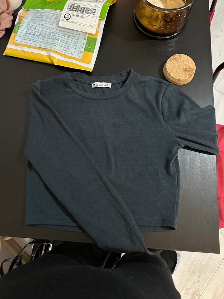 Siyah Kadın Crop Top Uzun Kollu - Görsel 3