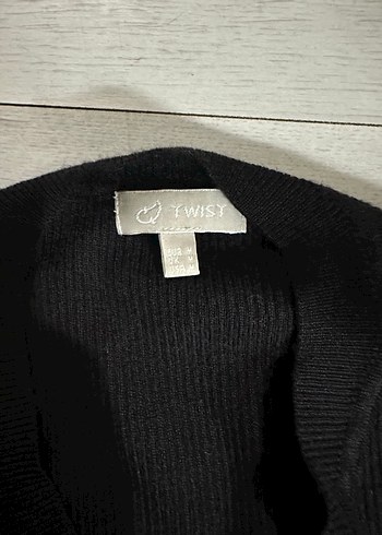 Twist Siyah V Yaka Kolsuz süveter - Görsel 4